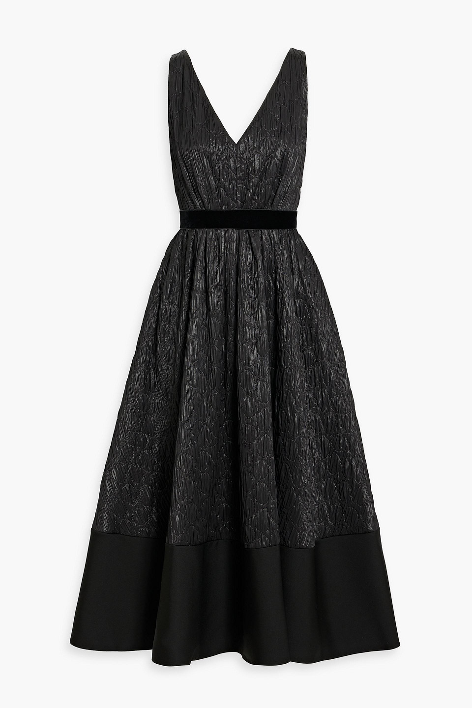 Roksanda Velvet-trimmed Matelassé Midi Dress In Black