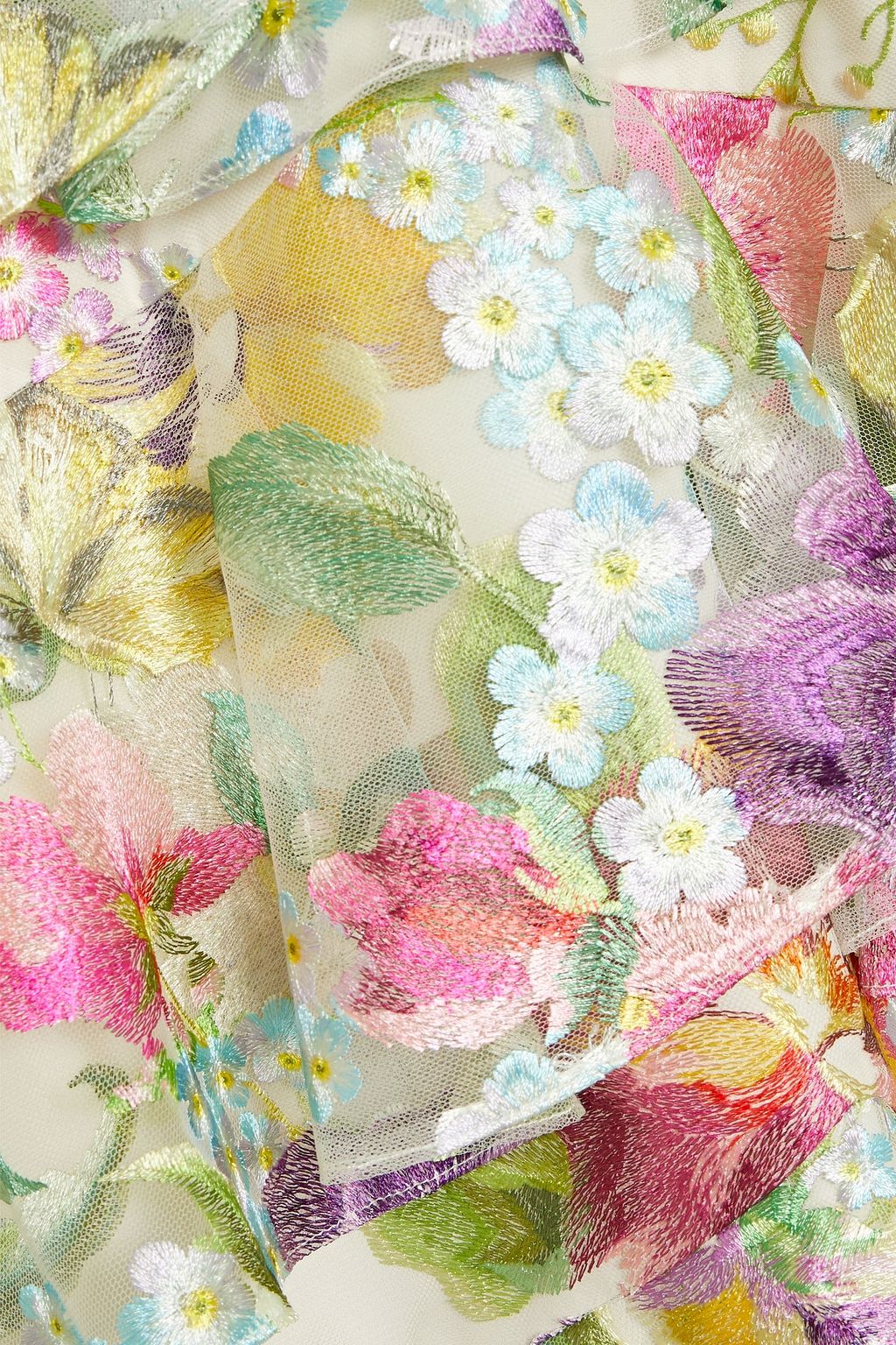 MARCHESA NOTTE فستان متوسط الطول من التول بتصميم مقسم ومطرّز