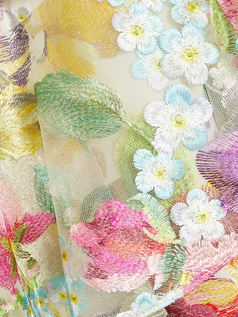 tiered embroidered tulle midi dress