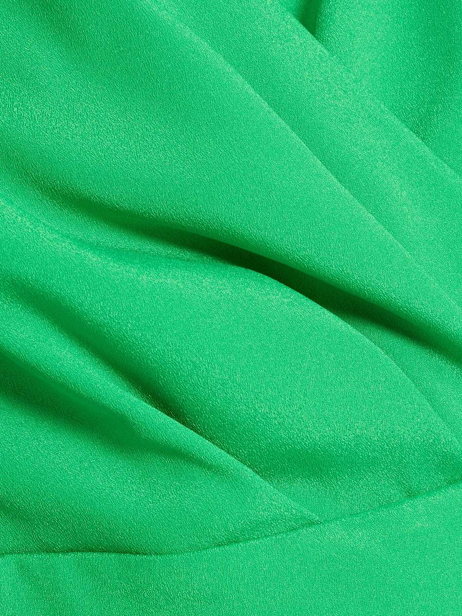 wrap-effect gathered crepe de chine mini dress