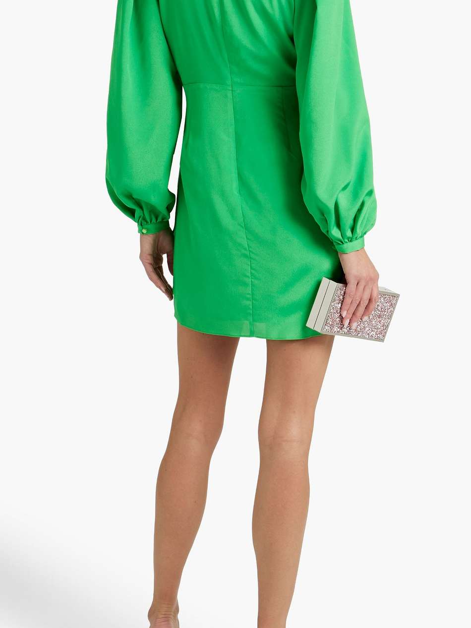 wrap-effect gathered crepe de chine mini dress