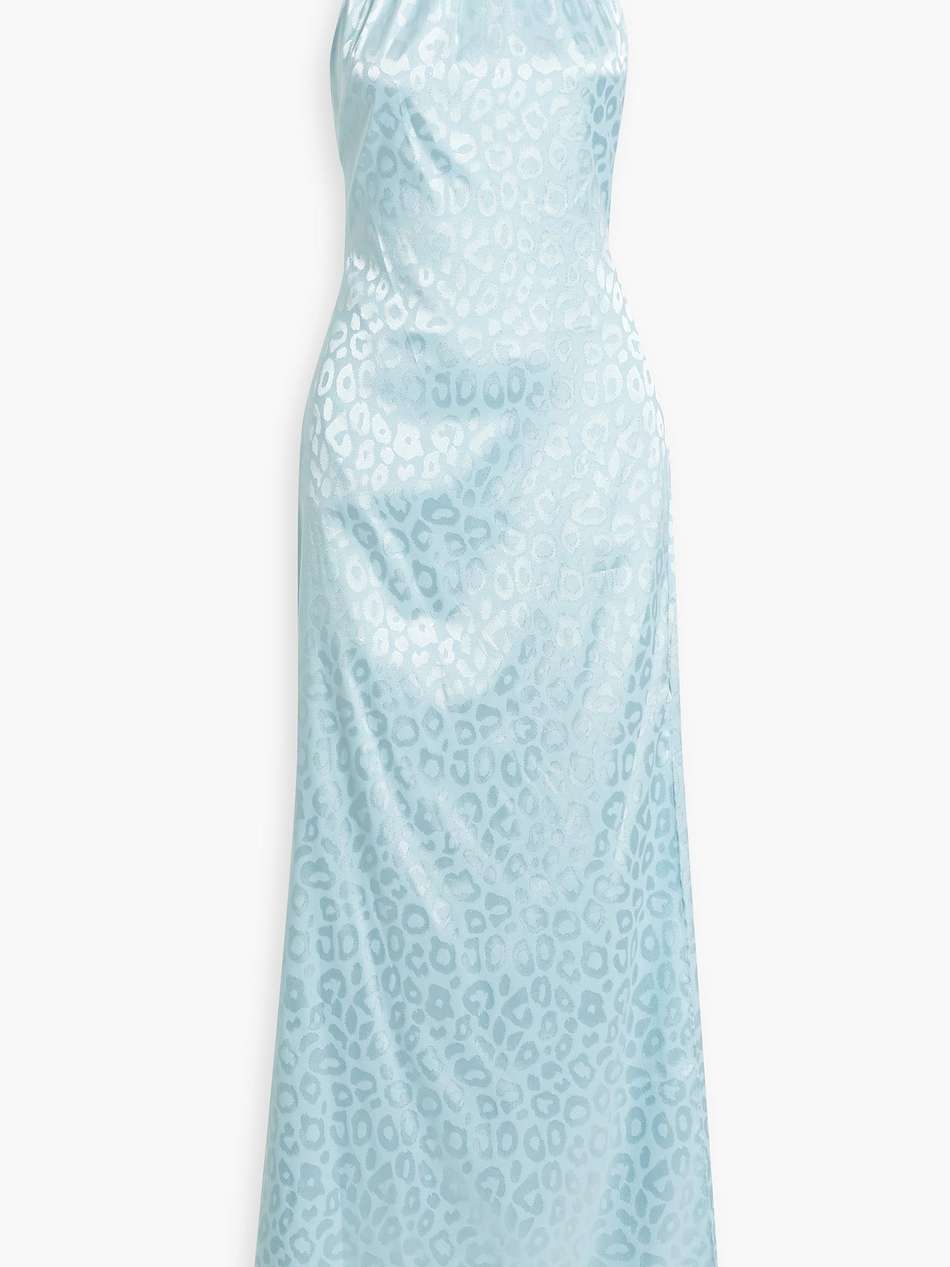 satin-jacquard halterneck maxi dress