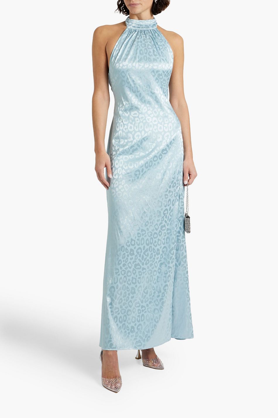 ONE33 SOCIAL Satin-jacquard halterneck maxi dress | THE OUTNET