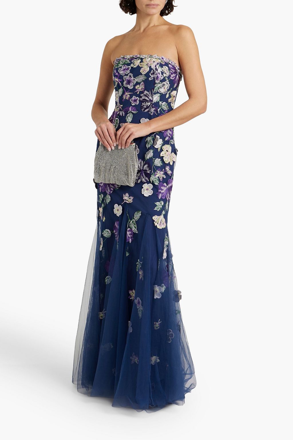 MARCHESA NOTTE Strapless embroidered tulle gown | THE OUTNET