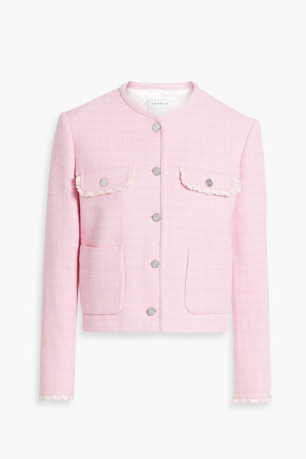 SANDRO Ruffle-trimmed tweed jacket | THE OUTNET