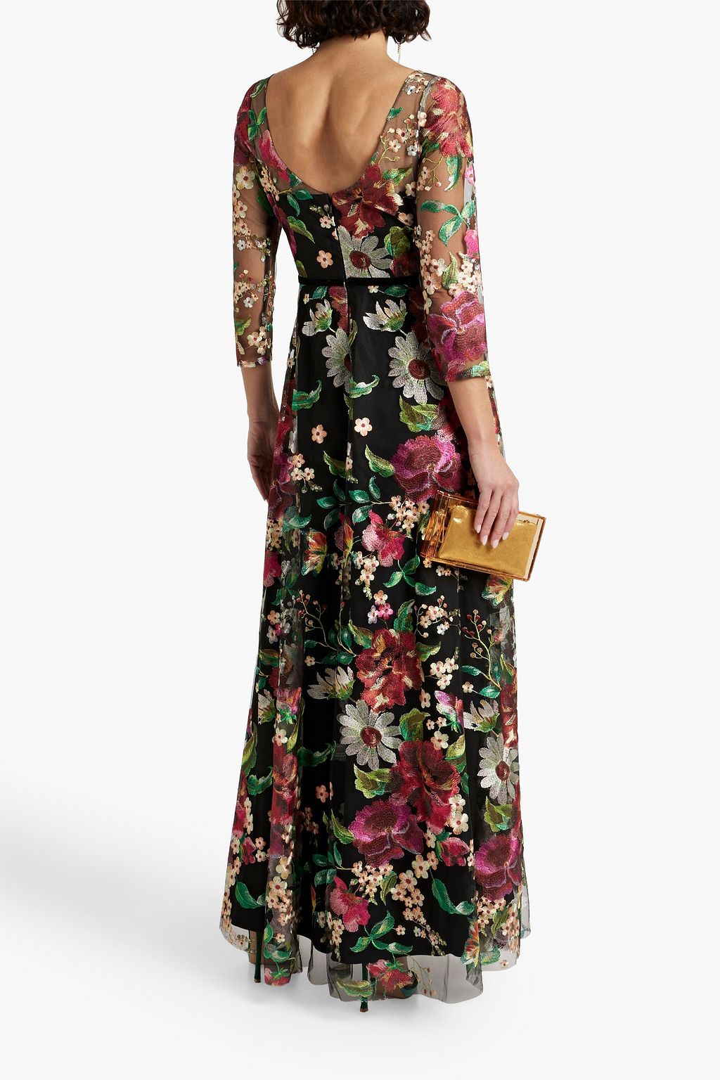 MARCHESA NOTTE Embroidered tulle gown