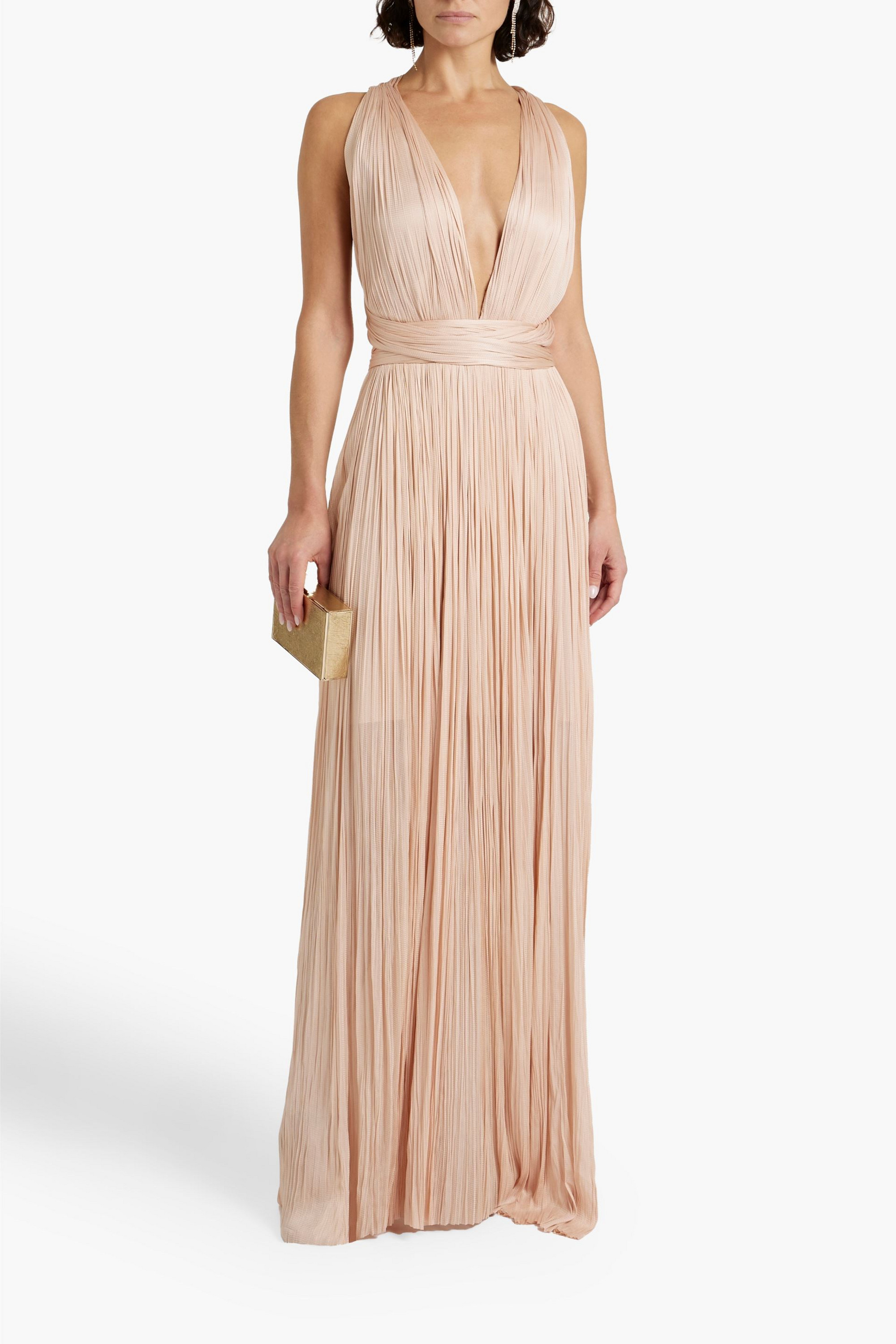 Maria Lucia Hohan Rayana plissé crochet-knit silk gown