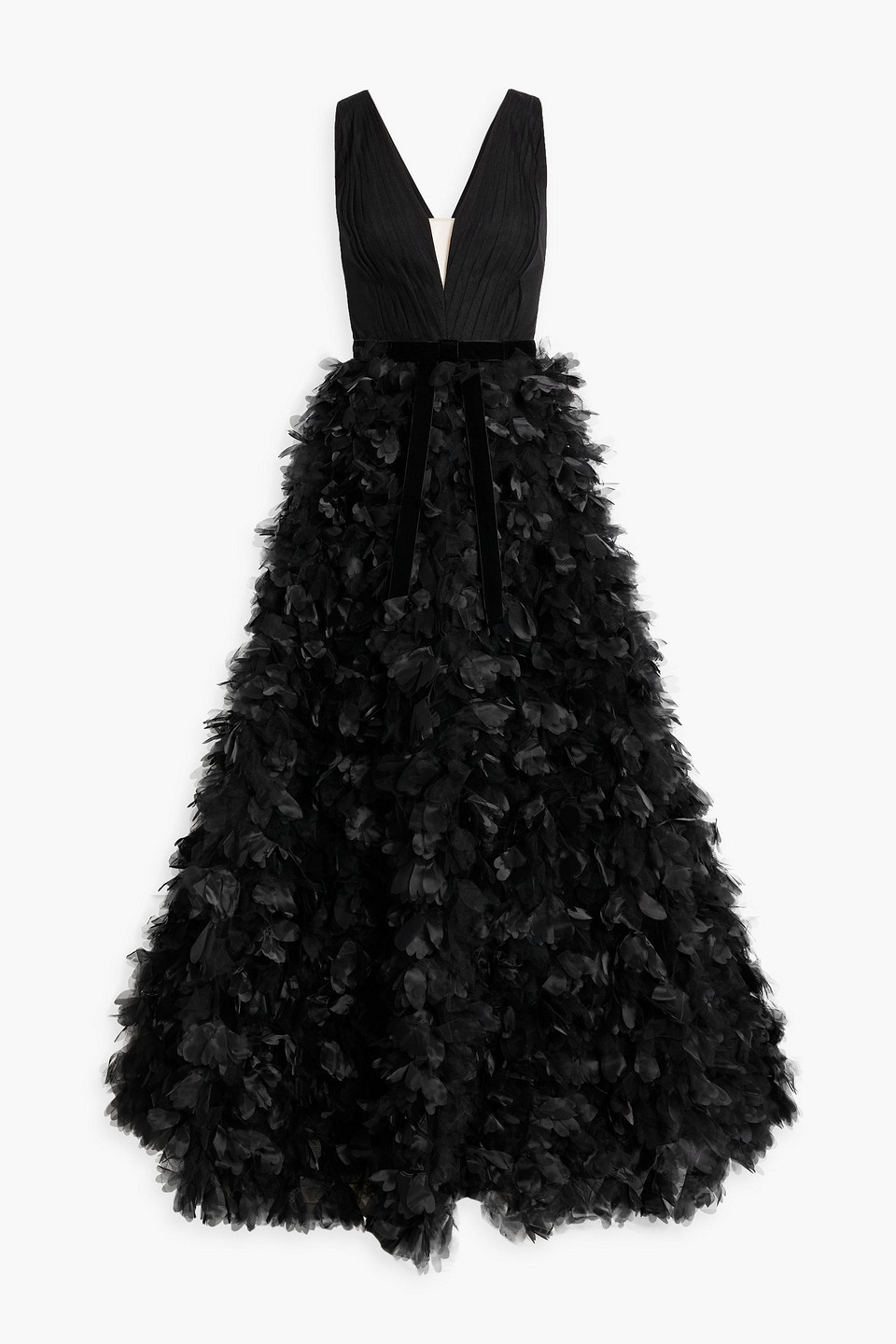 Marchesa Notte Floral-appliquéd tulle gown