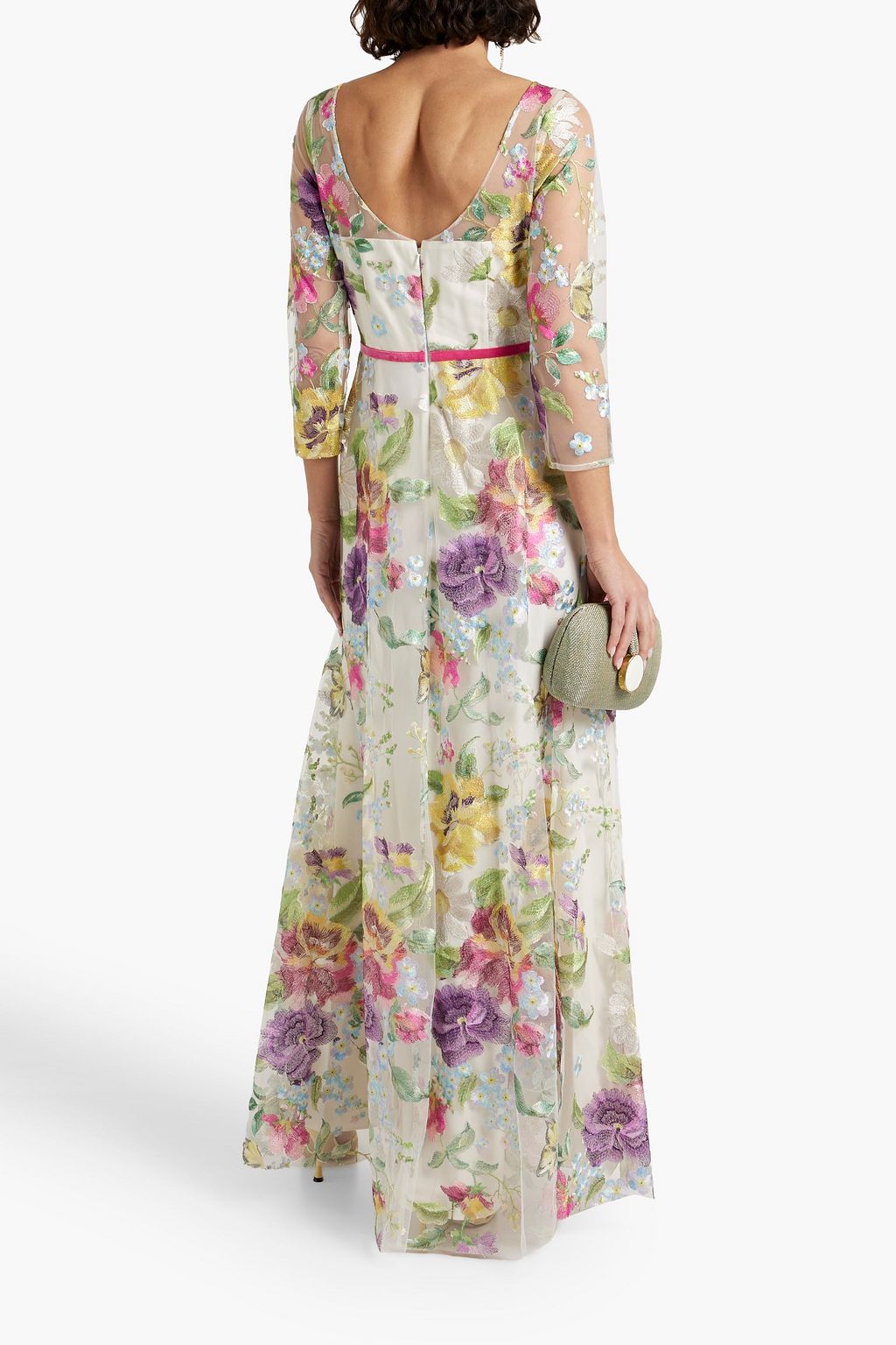 MARCHESA NOTTE Embroidered tulle gown
