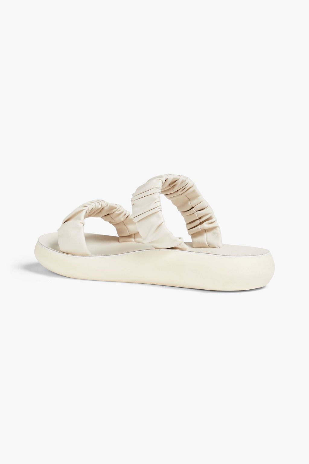 ANCIENT GREEK SANDALS 멜리아 개더 장식 인조 가죽 슬라이드 샌들