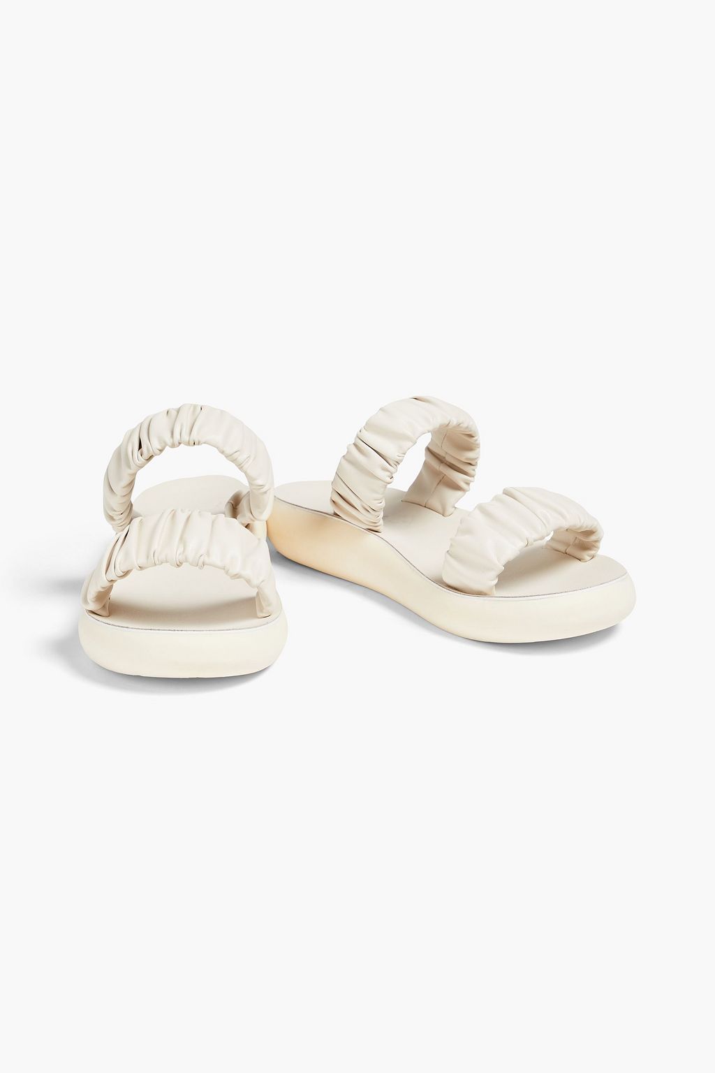 ANCIENT GREEK SANDALS 멜리아 개더 장식 인조 가죽 슬라이드 샌들