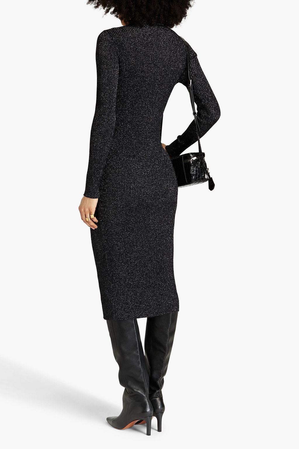 DAY BIRGER ET MIKKELSEN Joseph metallic ribbed-knit turtleneck midi dress