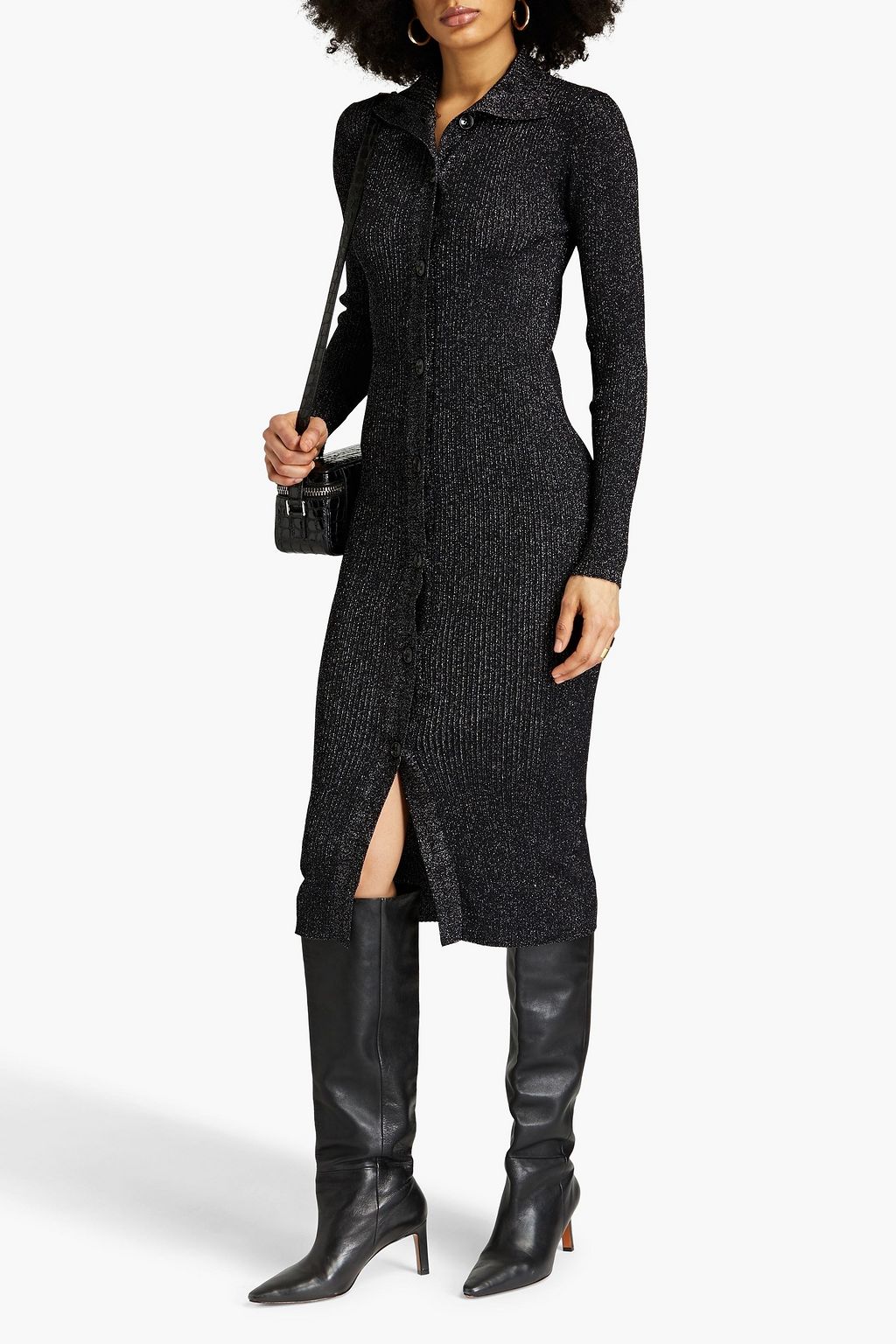 DAY BIRGER ET MIKKELSEN Joseph metallic ribbed-knit turtleneck midi dress