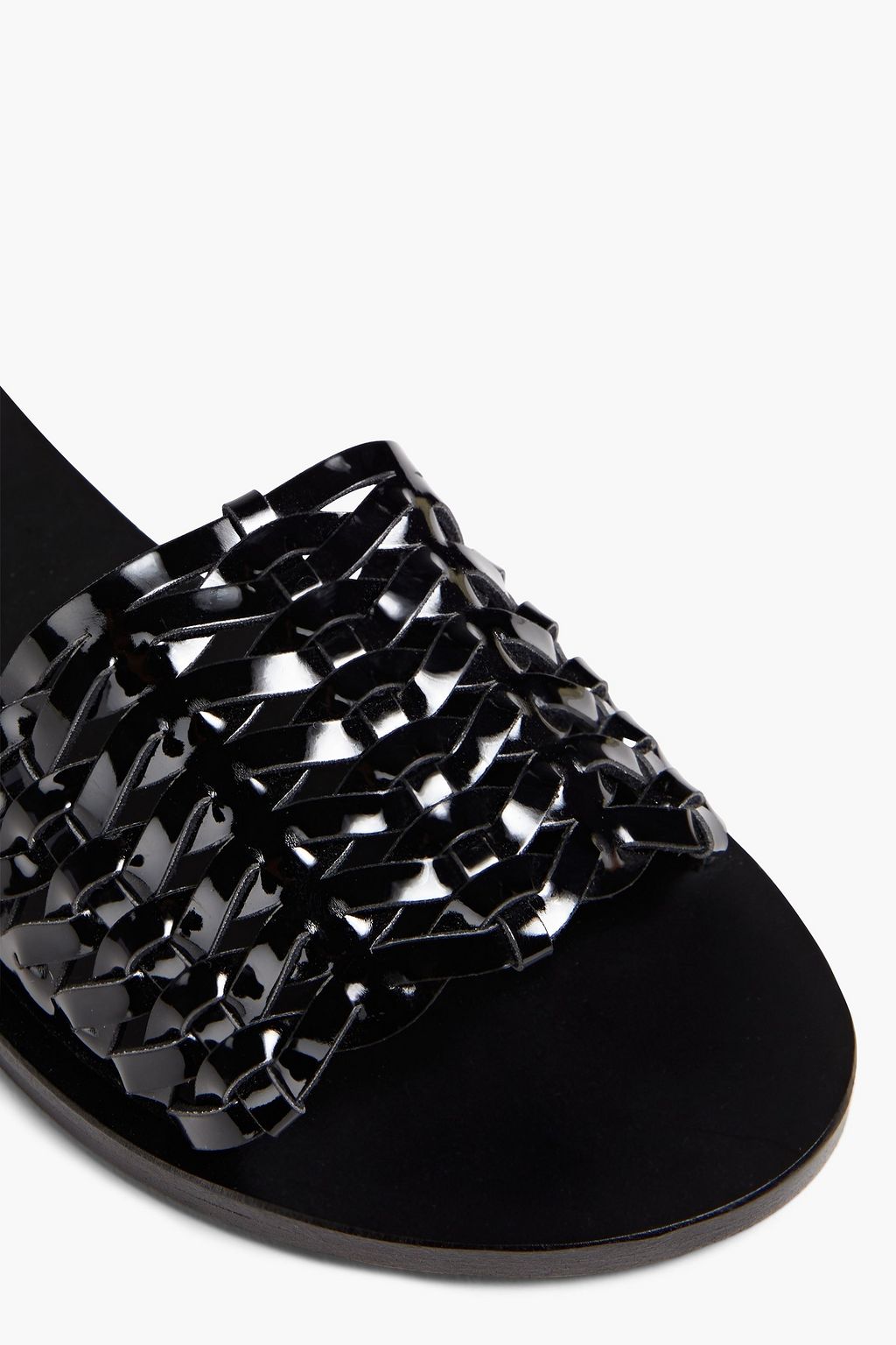 ANCIENT GREEK SANDALS 타이게테 브레이드 페이턴트 가죽 슬라이드 샌들