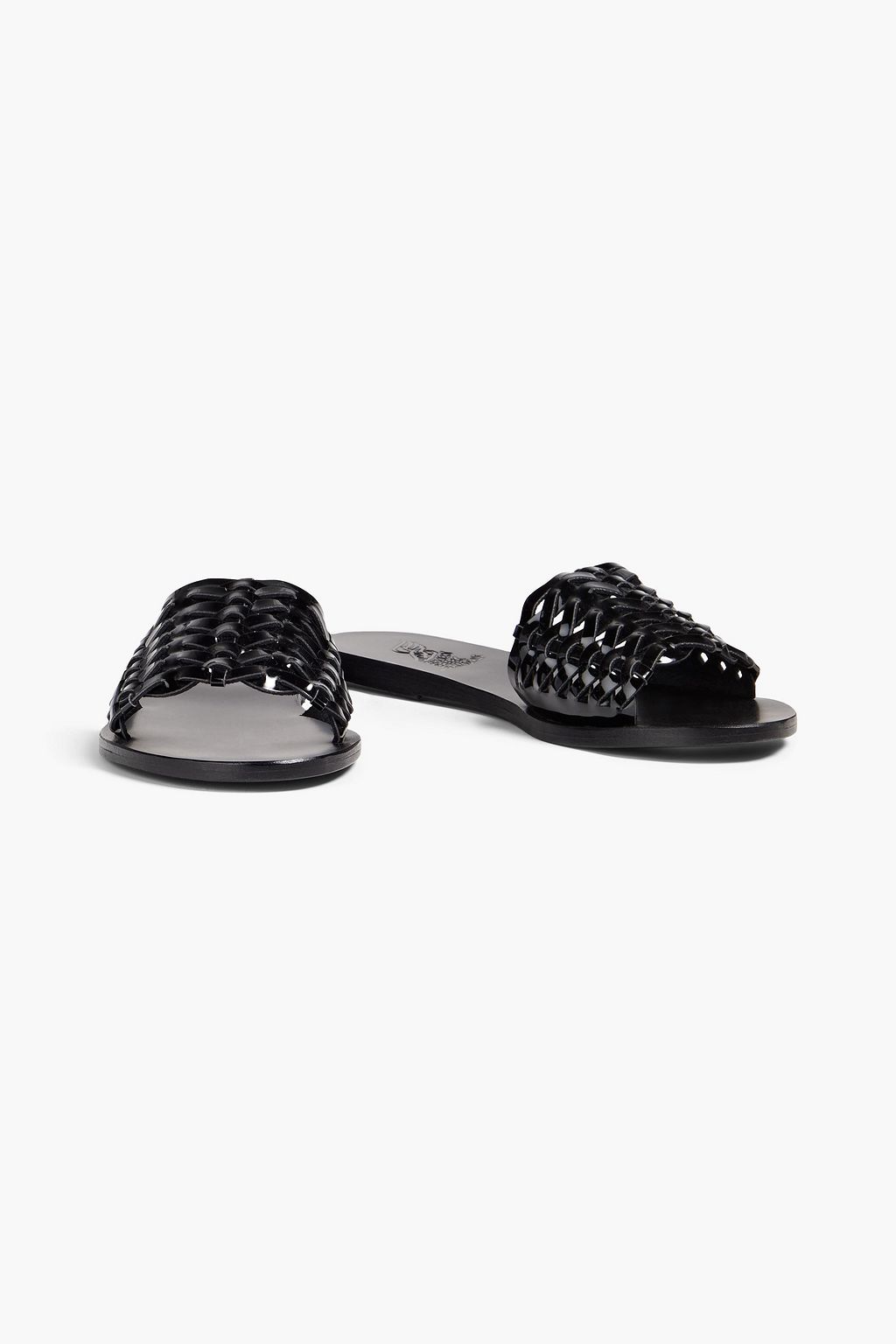 ANCIENT GREEK SANDALS 타이게테 브레이드 페이턴트 가죽 슬라이드 샌들