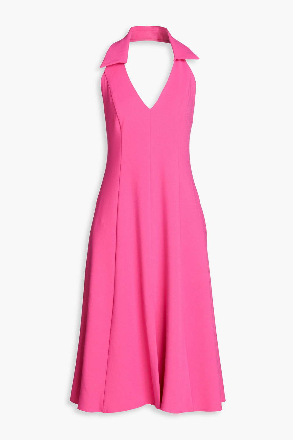 Shop Black Halo Lathan Halterneck Crepe Midi Dress In Pink