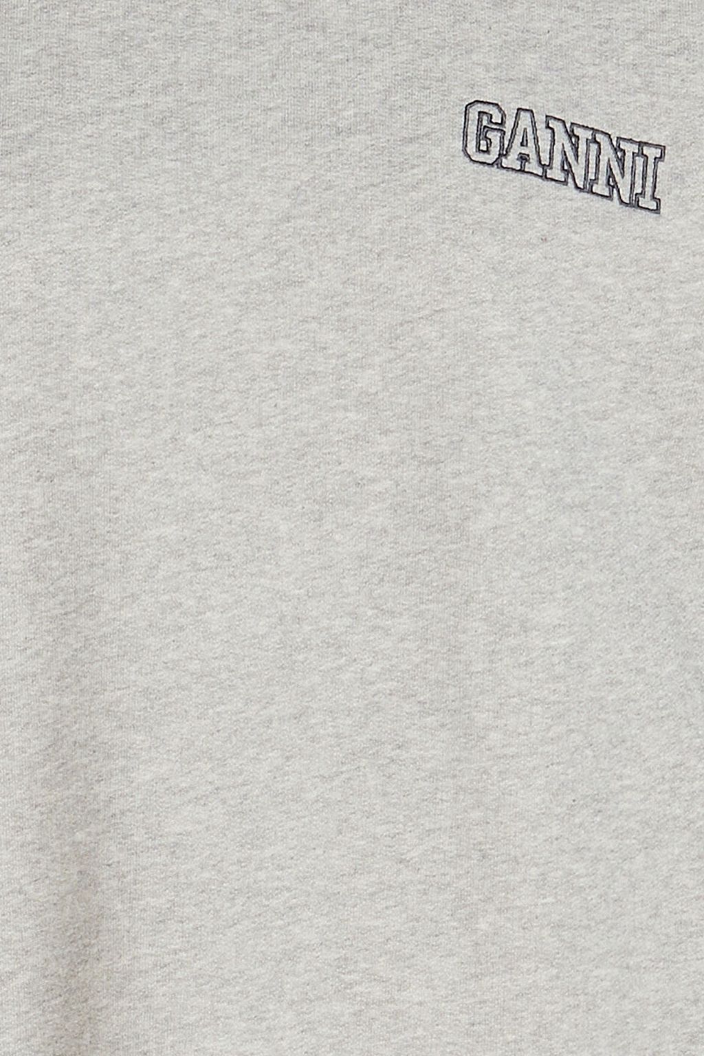 GANNI Embroidered cotton-blend fleece sweatshirt