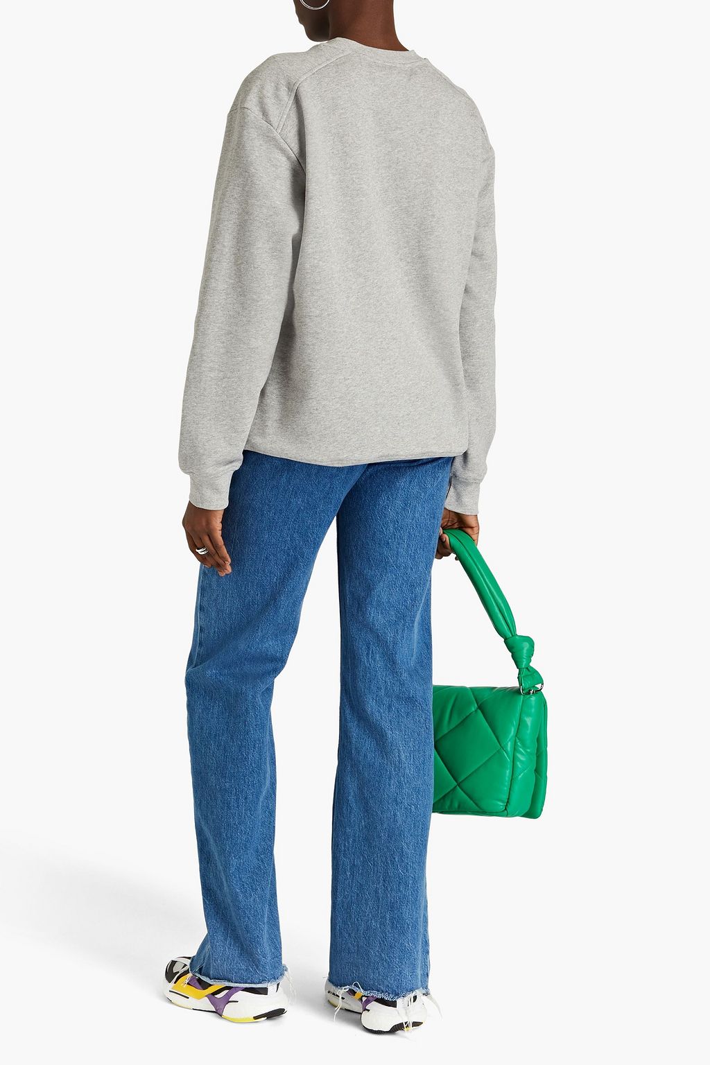 GANNI Embroidered cotton-blend fleece sweatshirt