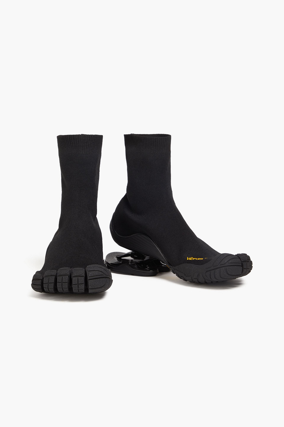 BALENCIAGA SPLIT-TOE STRETCH-KNIT HIGH-TOP SNEAKERS