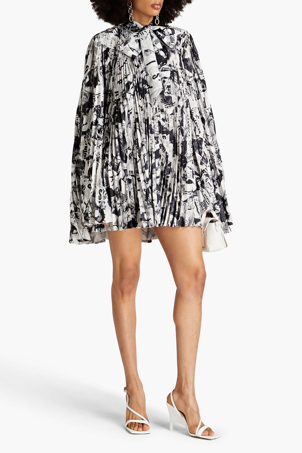BALENCIAGA Cape-effect printed woven mini dress