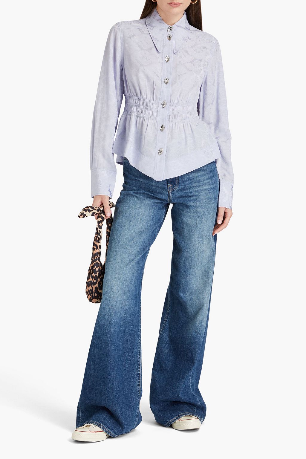 GANNI Floral-jacquard shirt