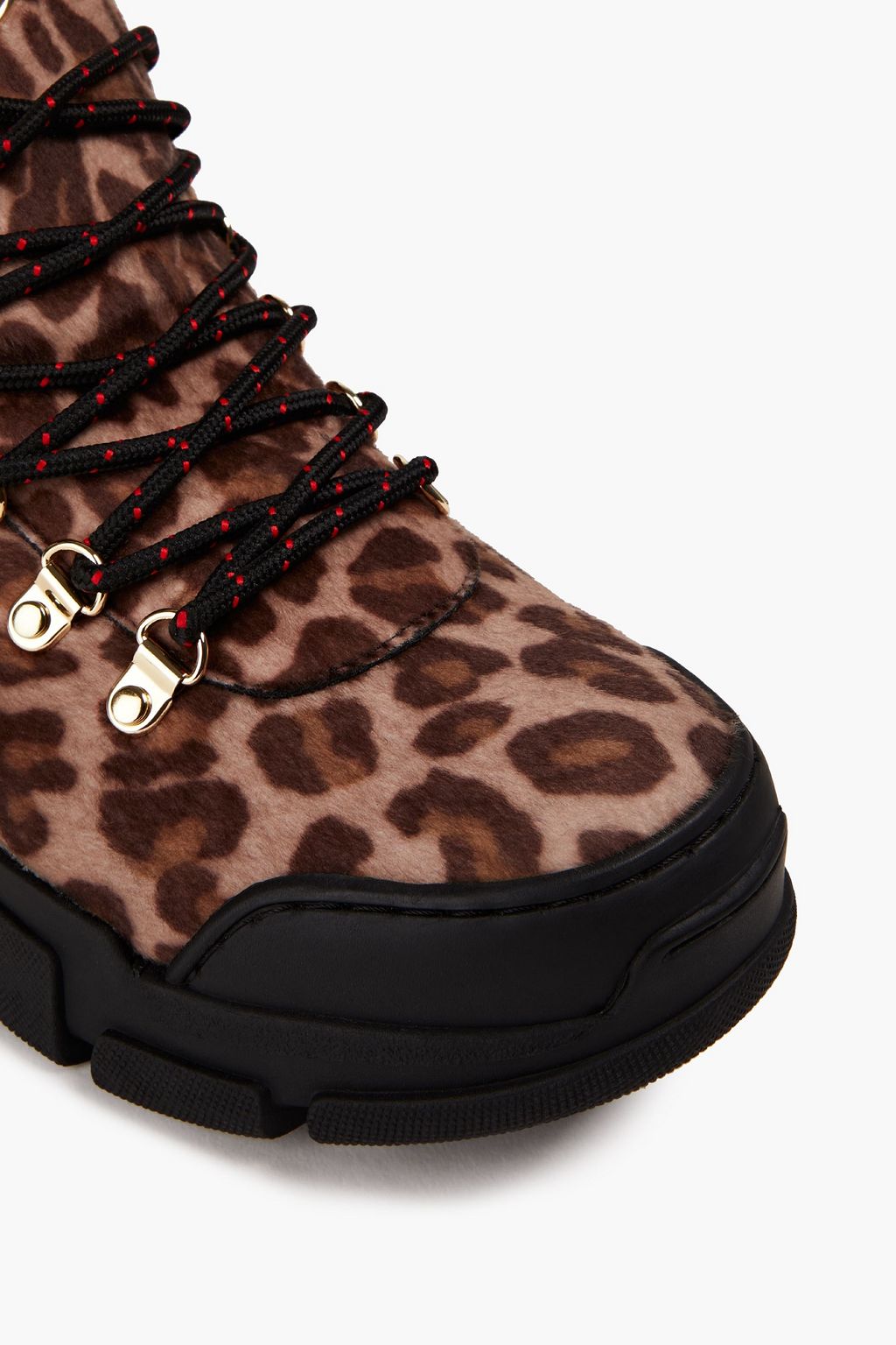 LOVE MOSCHINO Leopard-print felt hikinig boots