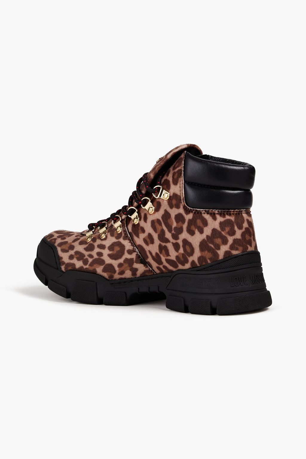 LOVE MOSCHINO Leopard-print felt hikinig boots