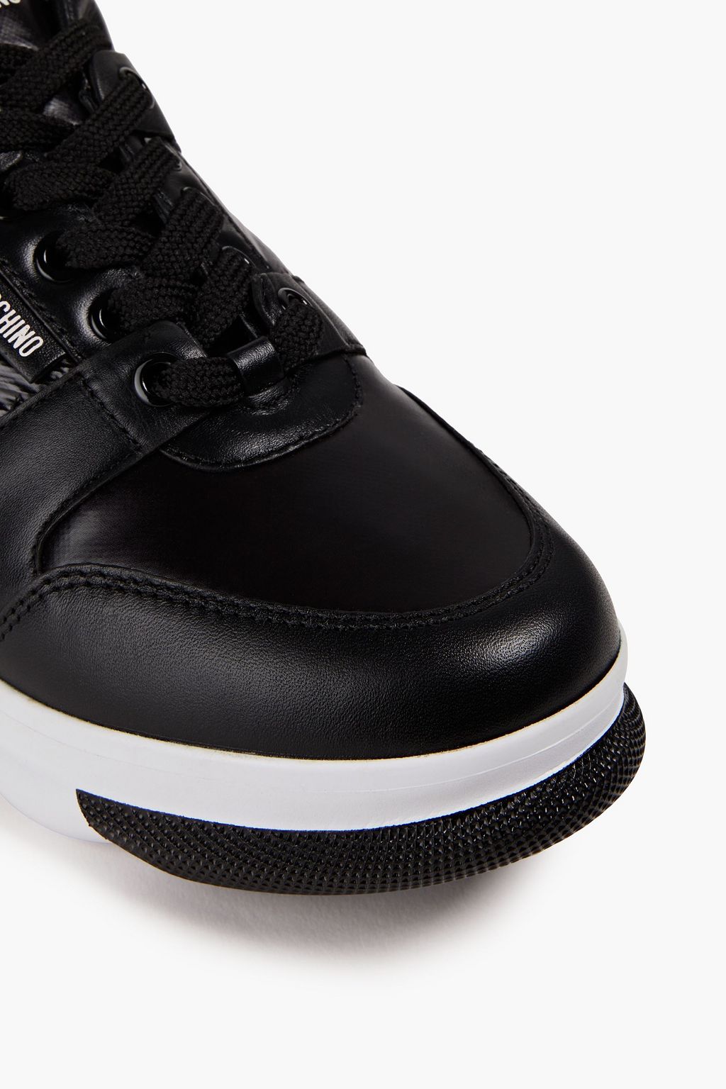 LOVE MOSCHINO Glittered leather and shell sneakers