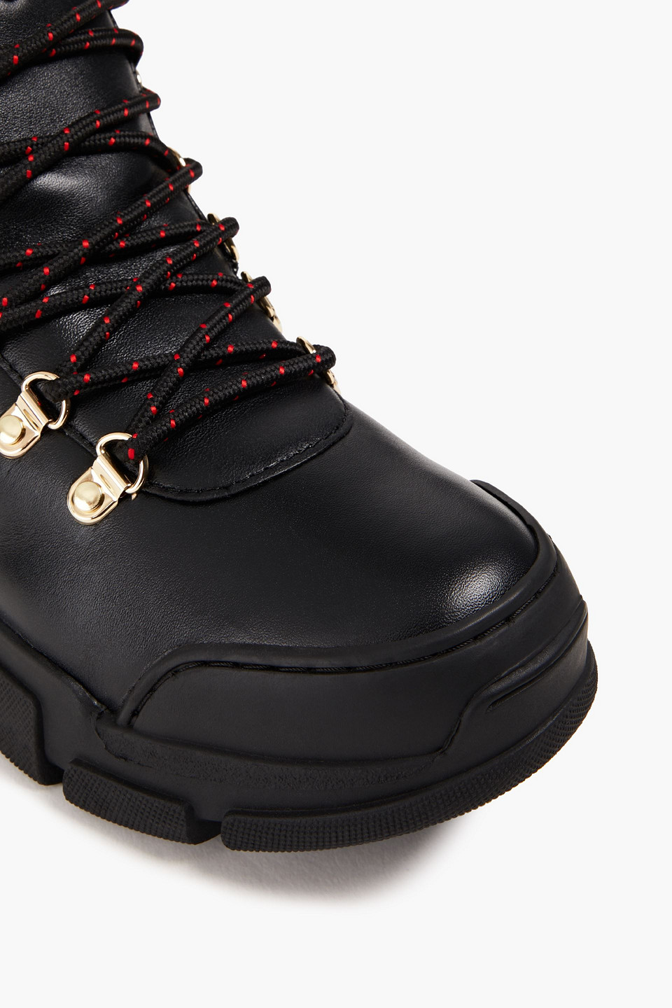 Shop Love Moschino Leather Hiking Boots In Black