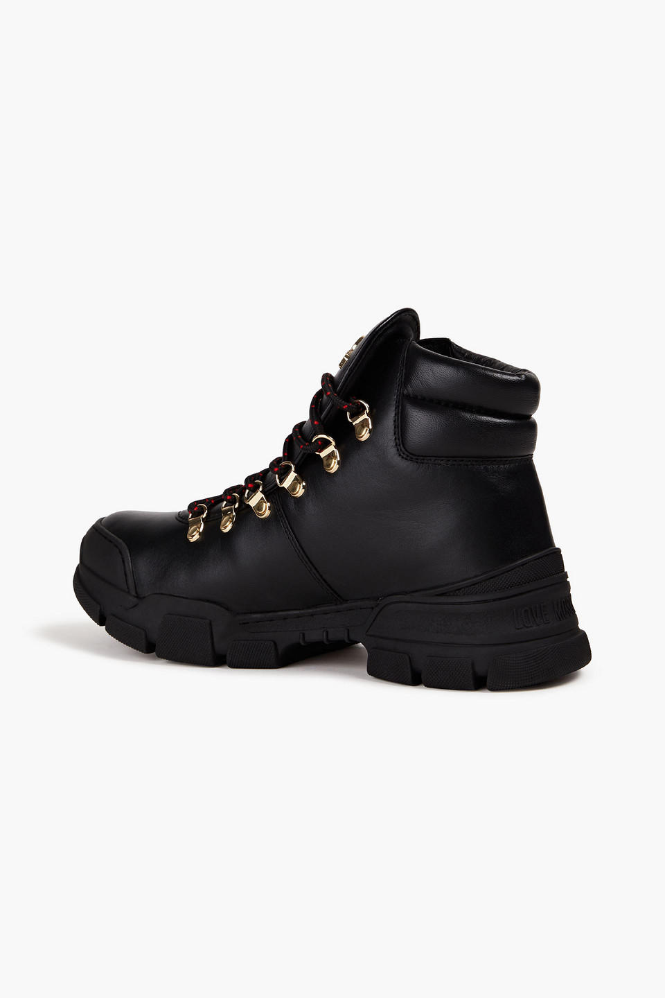 Shop Love Moschino Leather Hiking Boots In Black