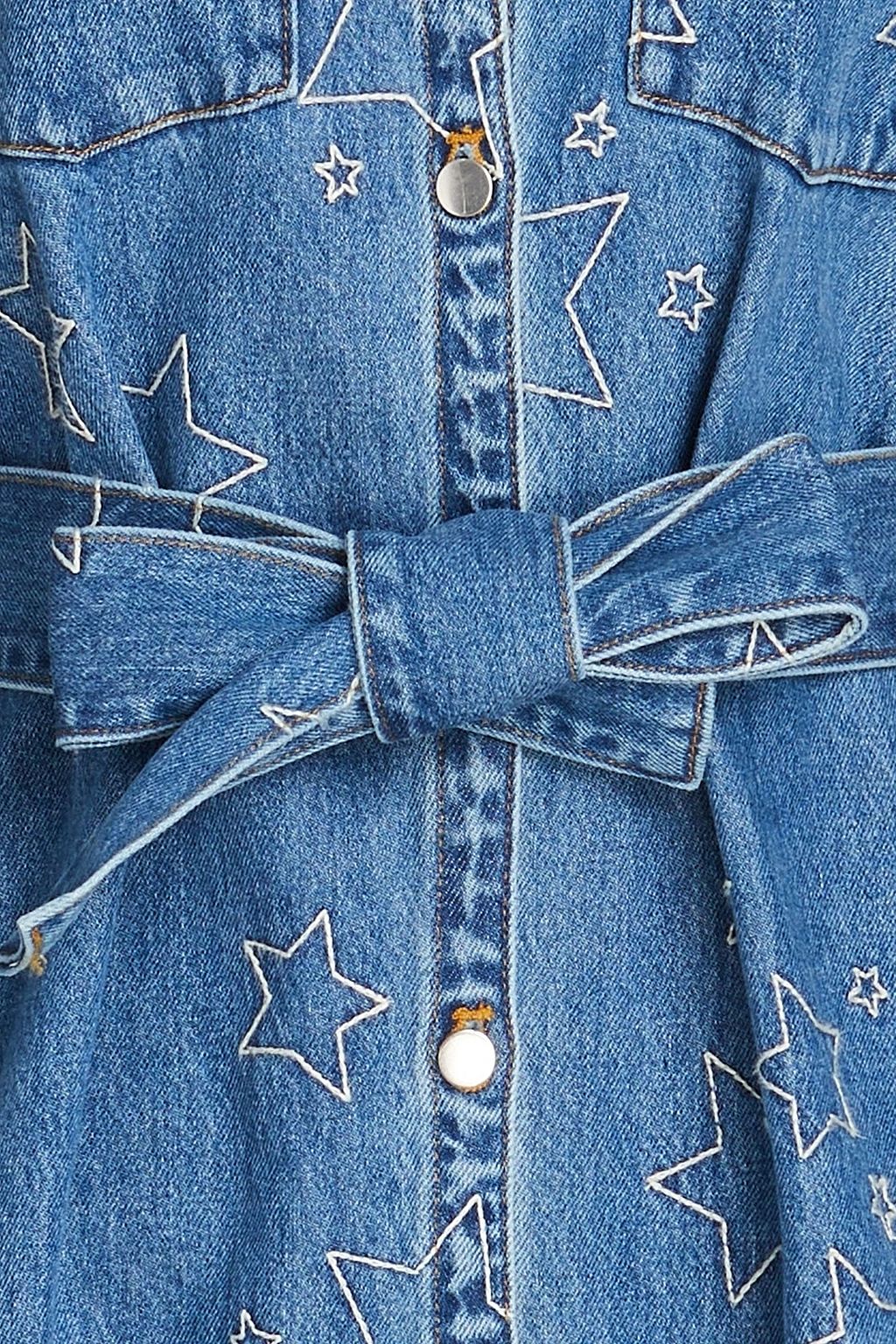 STELLA NOVA デニム ミディシャツワンピース 刺繍