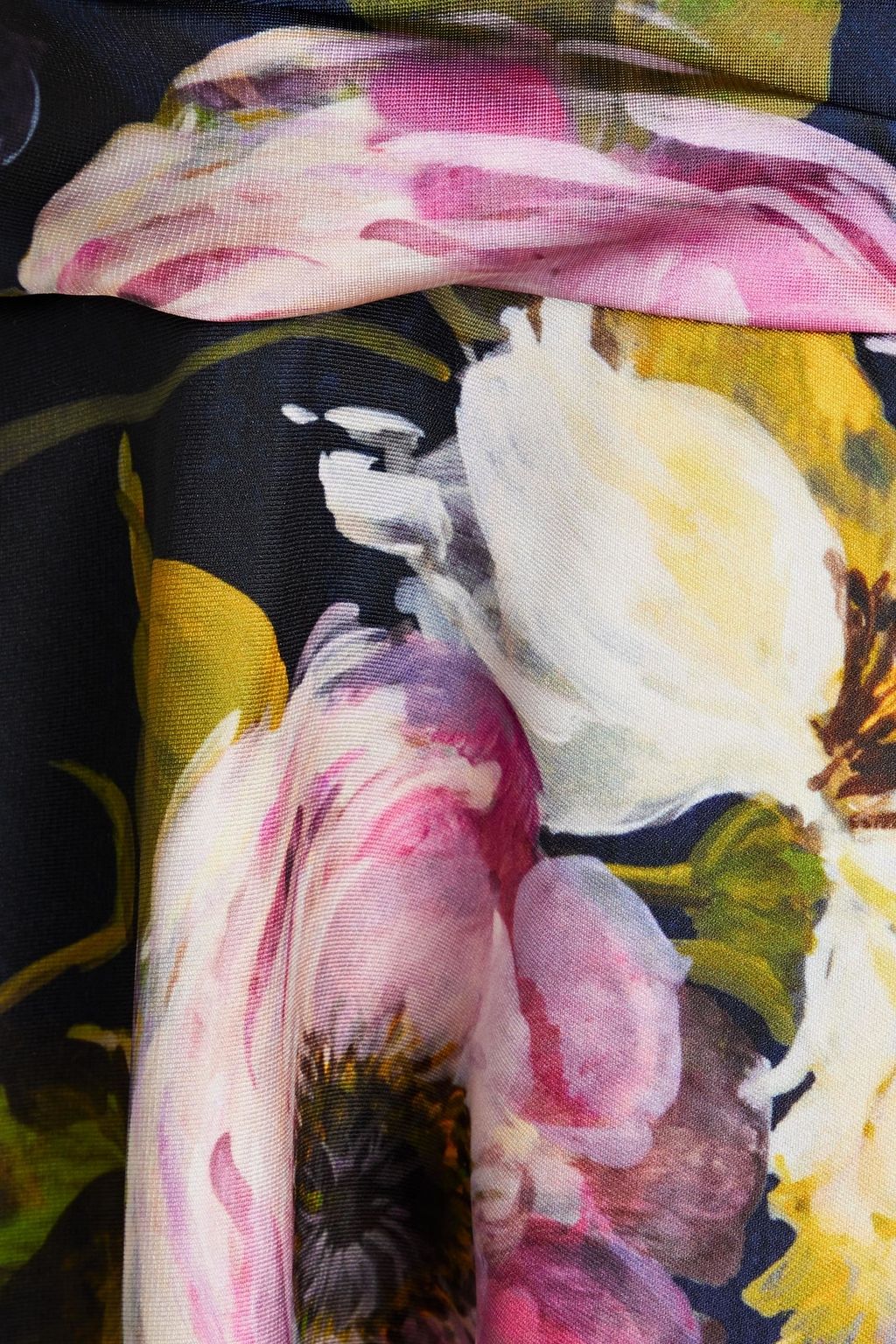 THEIA Mirabel strapless pleated floral-print twill gown