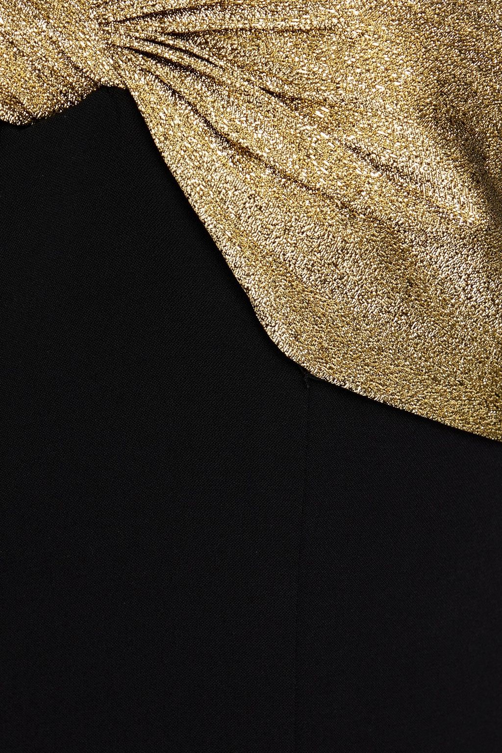 THEIA Gordellia Empire one-shoulder lamé-paneled stretch-crepe gown