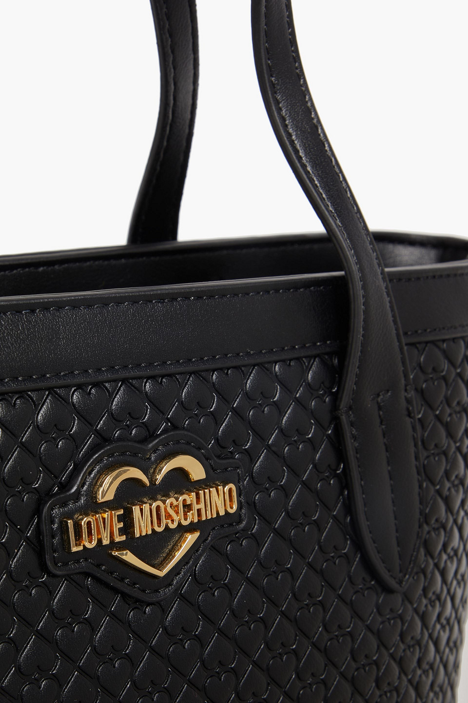 Shop Love Moschino Embossed Faux Leather Tote In Black