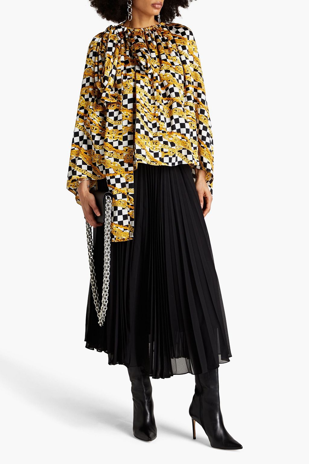 BALENCIAGA بلوزة من الحرير بتصميم منسدل مزينة بطبعات
