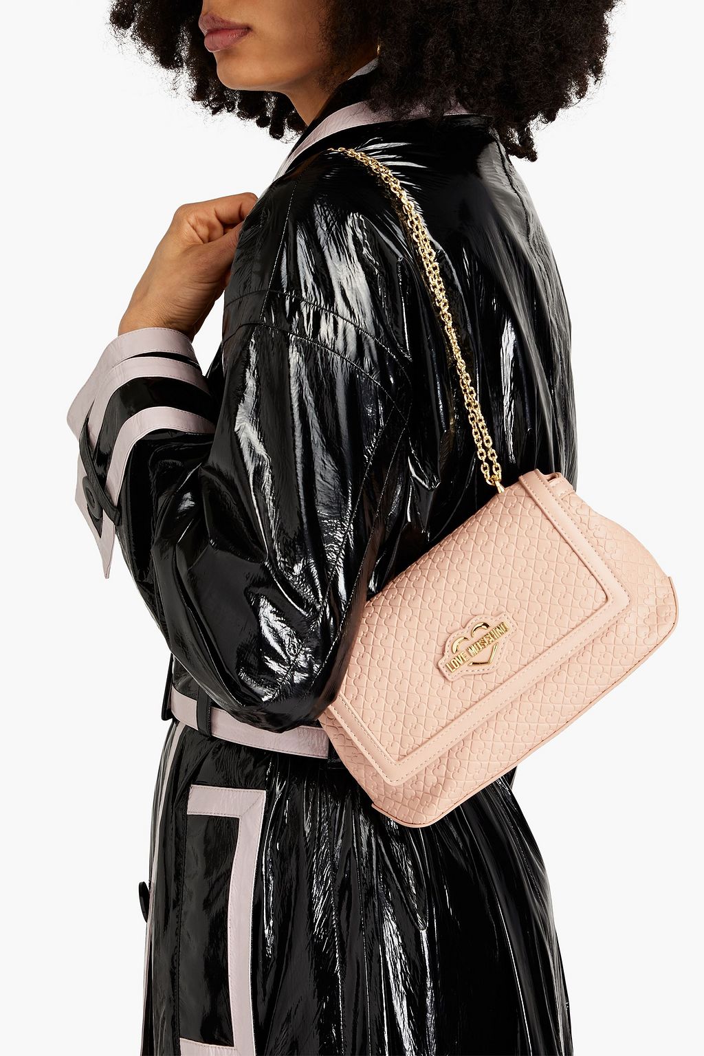 LOVE MOSCHINO حقيبة كتف من الجلد الصناعي النافر