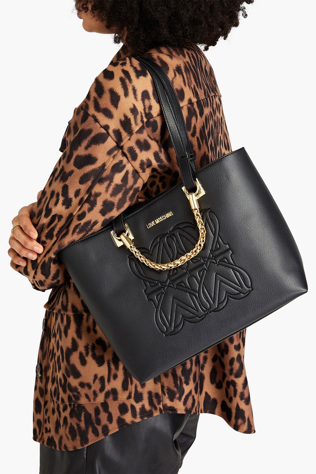 LOVE MOSCHINO Embossed faux textured-leather tote