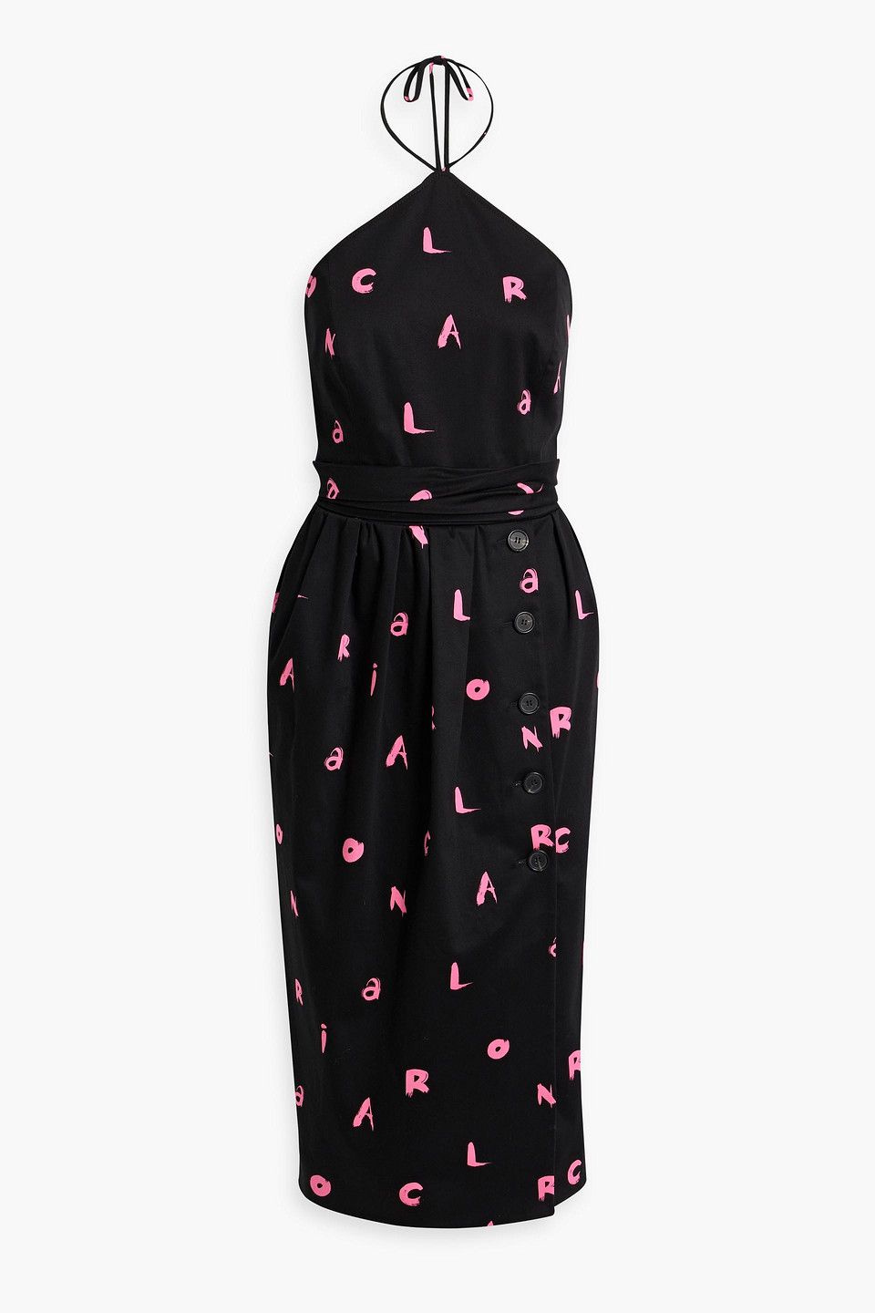 Carolina Herrera Printed cotton-blend poplin halterneck midi dress