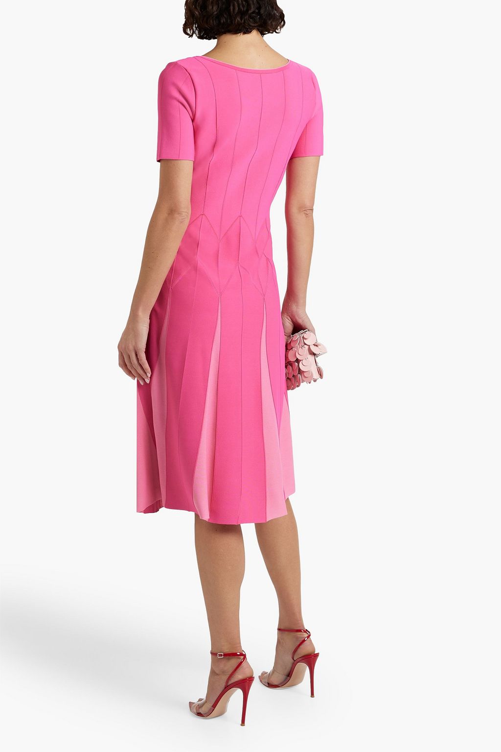 CAROLINA HERRERA Two-tone pleated knitted midi dress