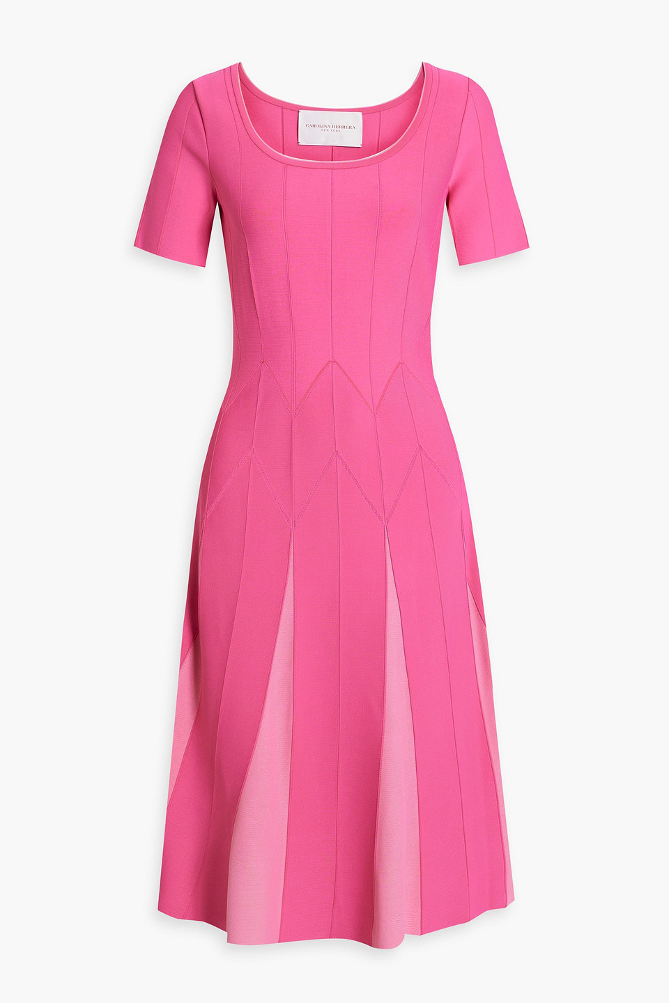 Carolina Herrera Two-tone stretch-knit midi dress