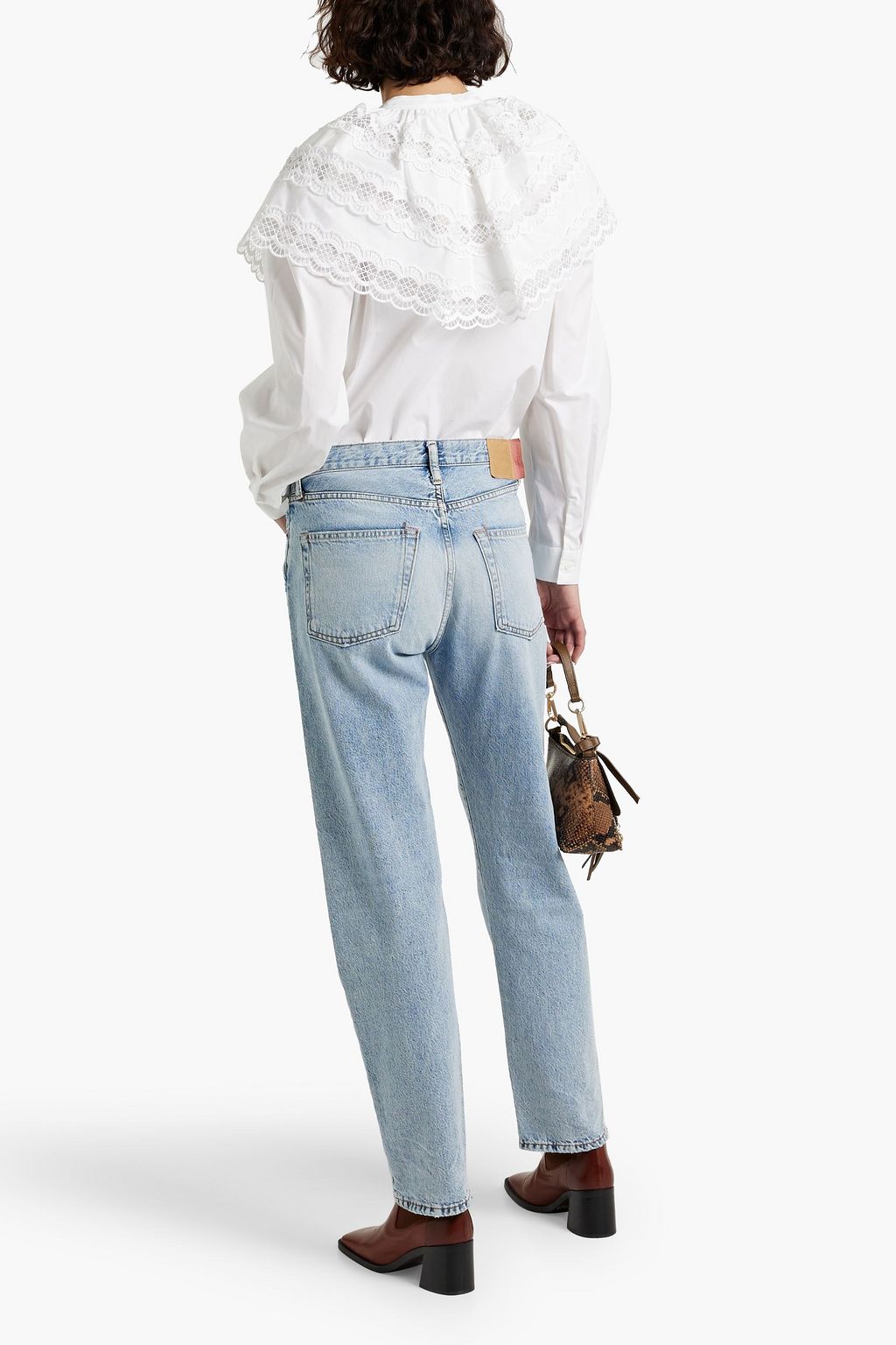 SANDRO Ruffled broderie anglaise cotton blouse