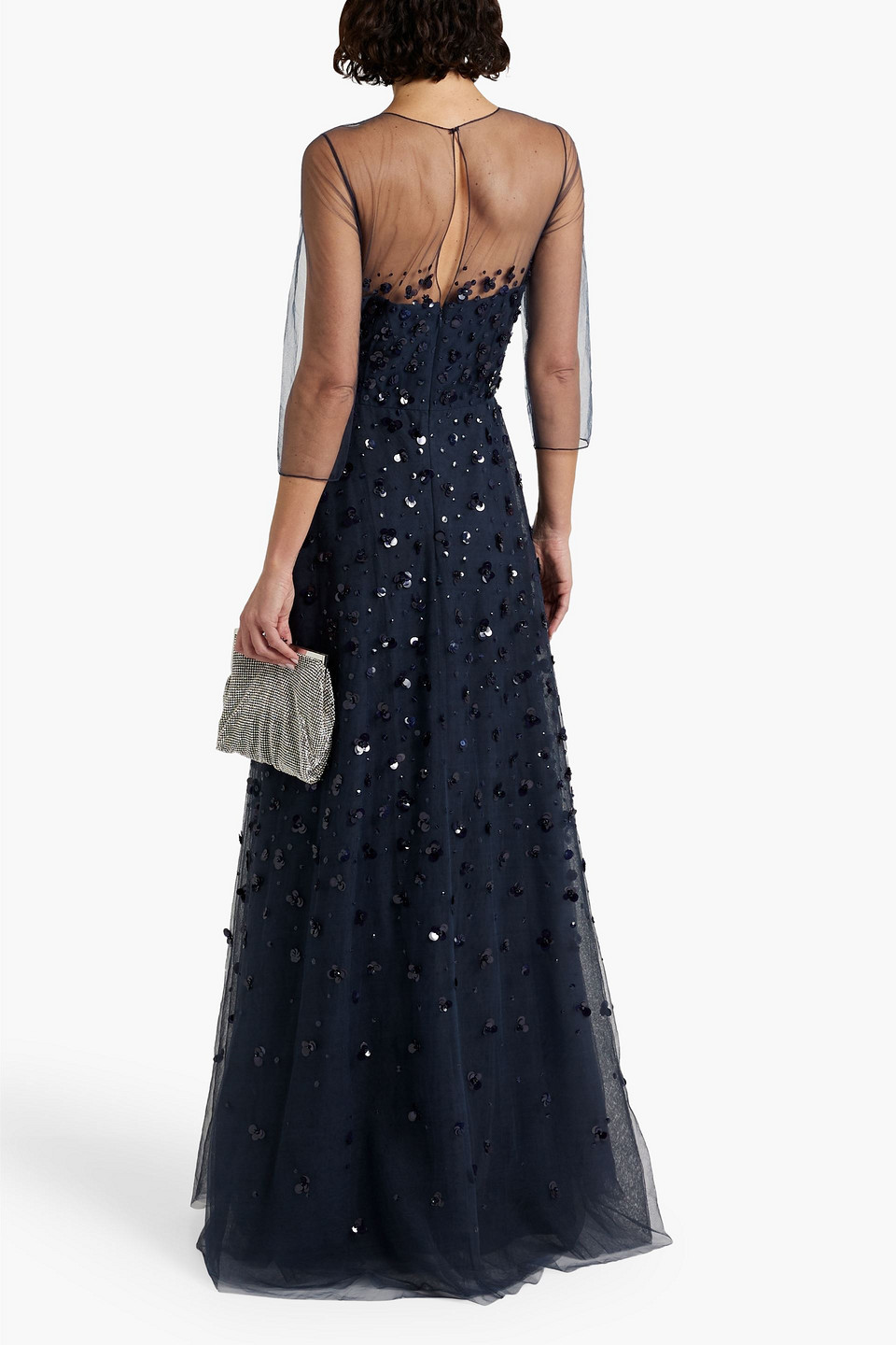 Carolina Herrera Sequin-embellished Tulle Gown In Indigo