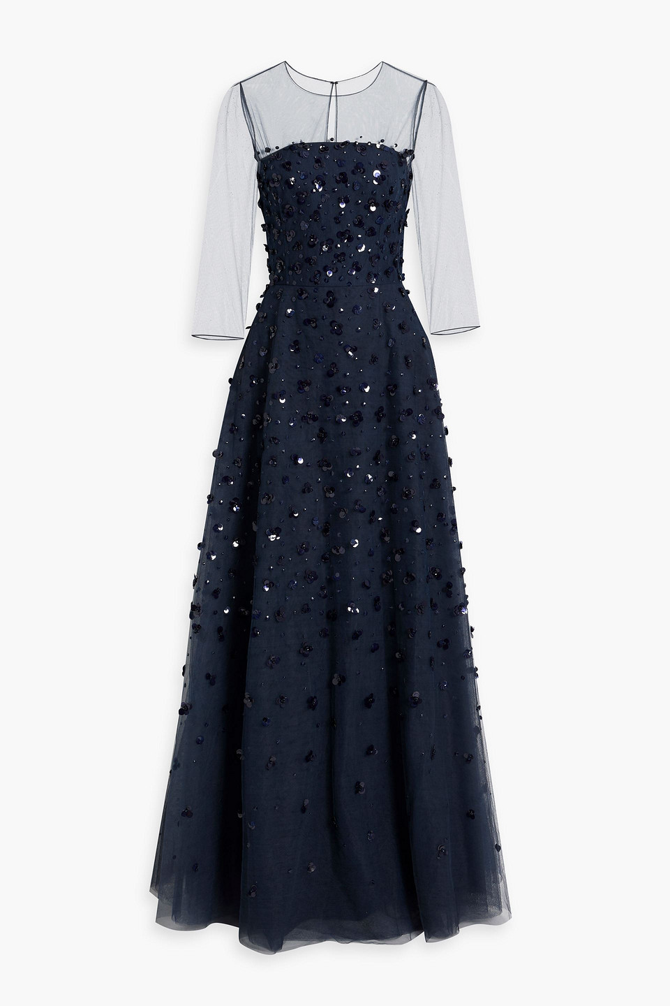 Carolina Herrera Sequin-embellished Tulle Gown In Indigo