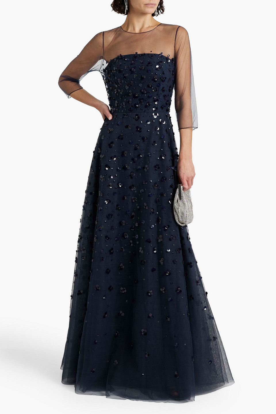 Carolina Herrera Sequin-embellished Tulle Gown In Indigo