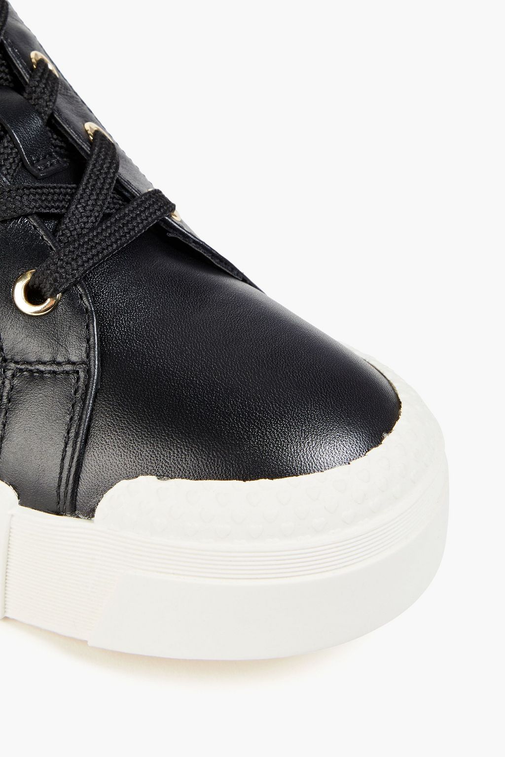 LOVE MOSCHINO Faux fur-trimmed leather sneakers