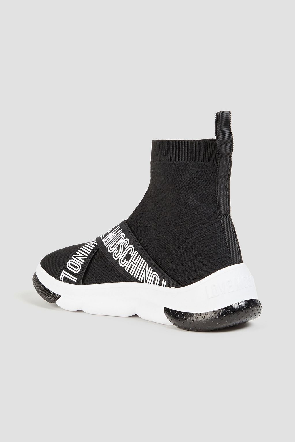 LOVE MOSCHINO Printed textured-knit high-top sneakers