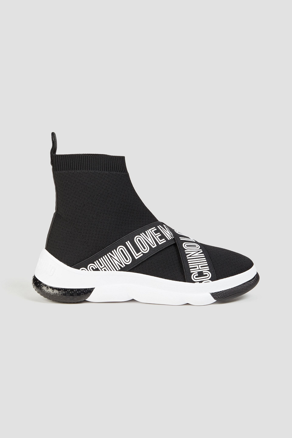 Love Moschino High-top-sneakers Aus Strukturiertem Strick Mit Print In White