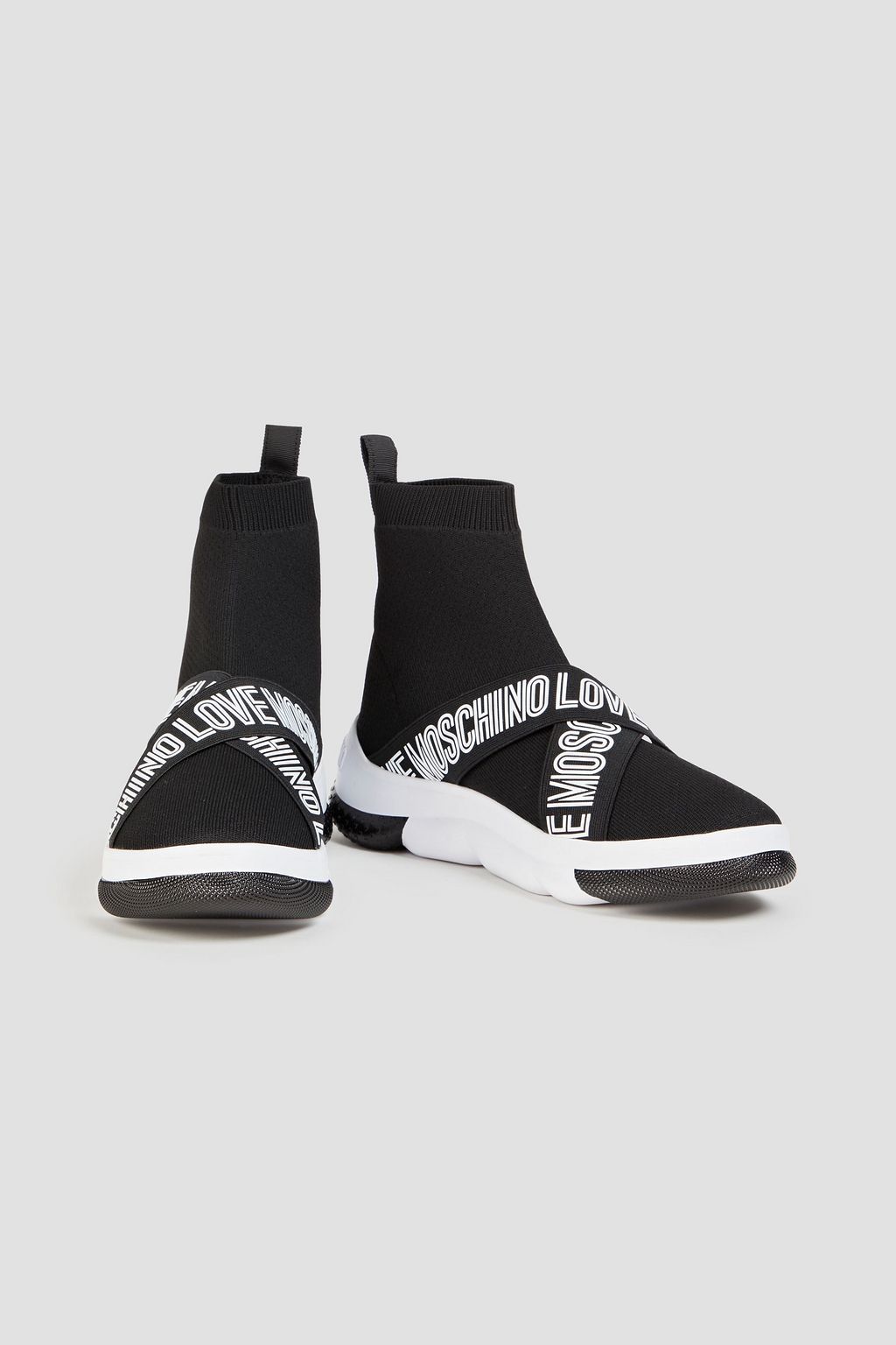 LOVE MOSCHINO Printed textured-knit high-top sneakers