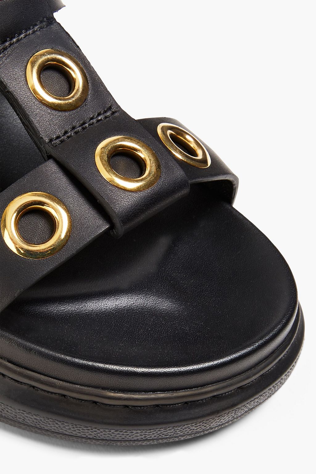 MCQUEEN Eyelet-embellished leather slides