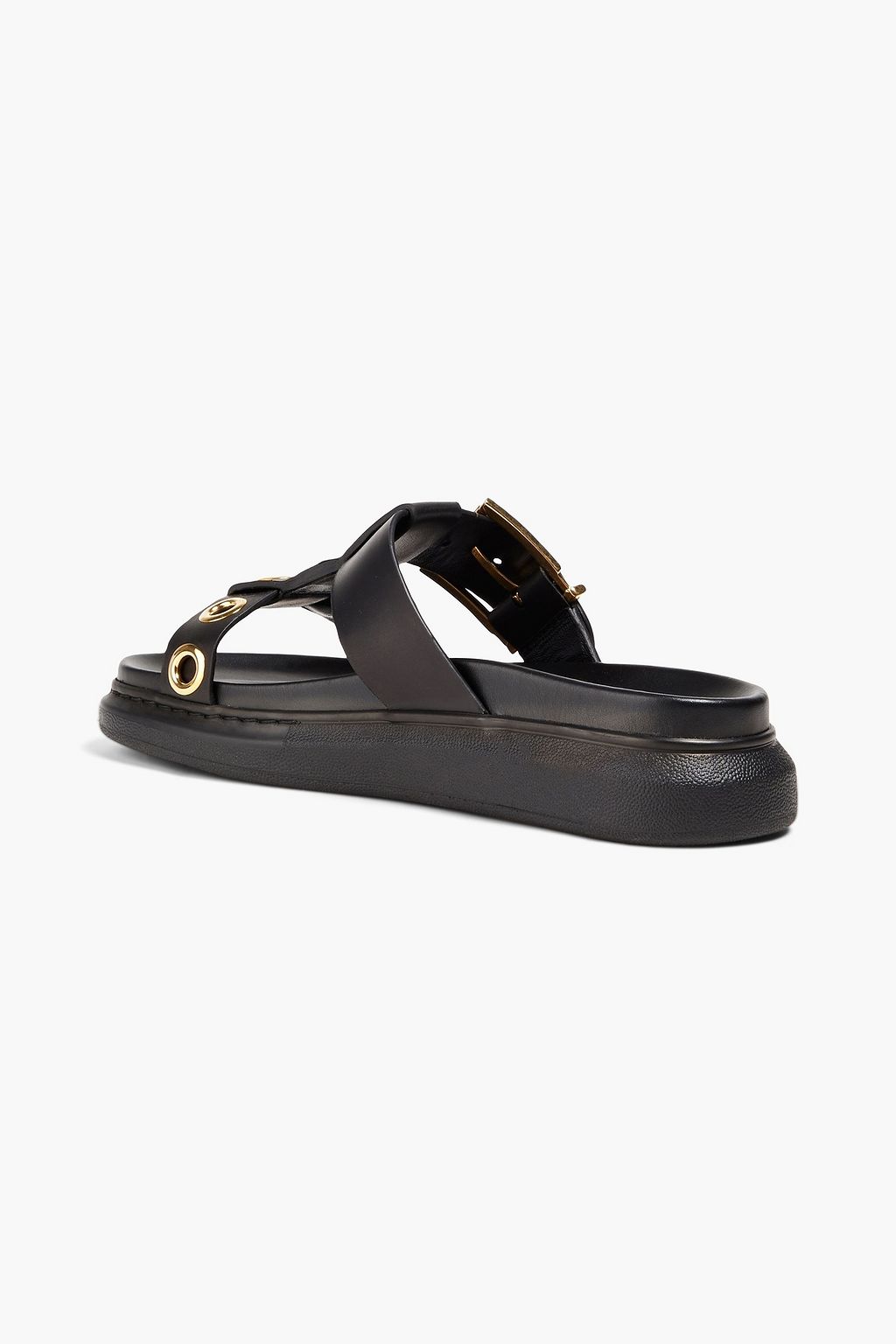MCQUEEN Eyelet-embellished leather slides